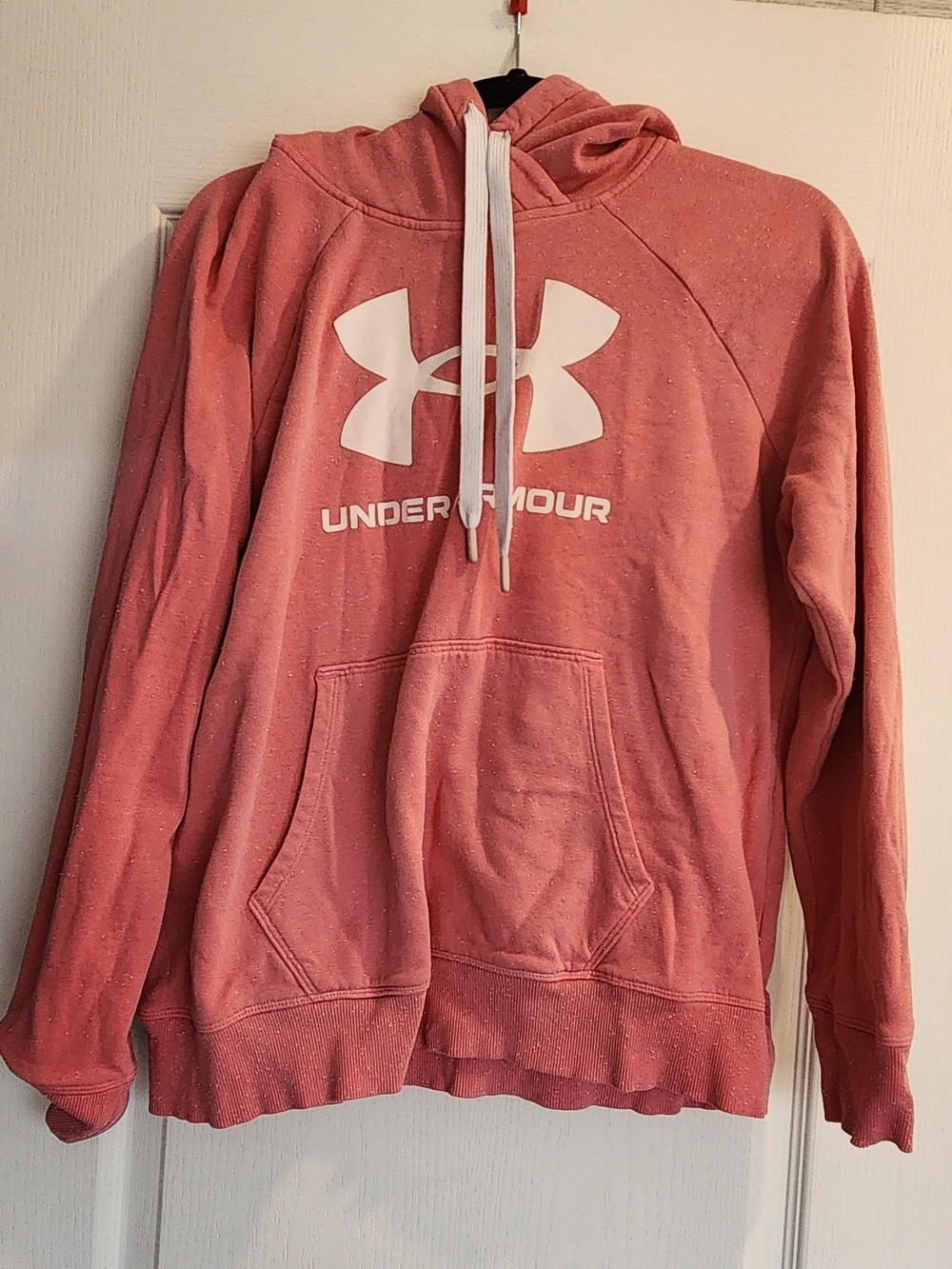 Under Armour Womens Pink Pullover Hoodie with White Logo M Euc